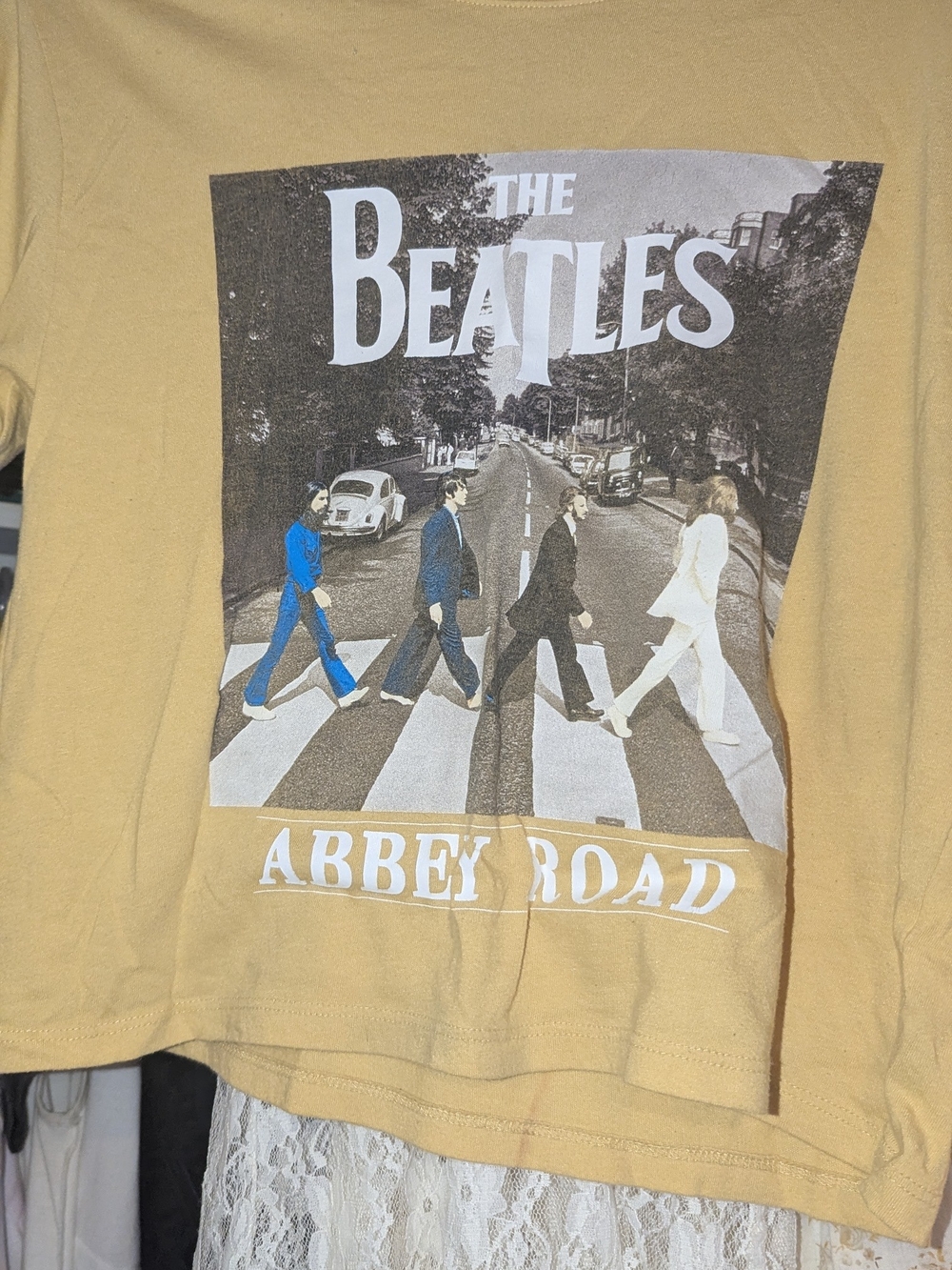 Love Tribe Mustard Yellow Beatles Abbey Road Graphic Tee